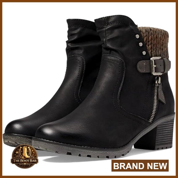 Knee High Ankle Boots with Zipper Sweater Knit Cuff Faux Fur Insole